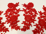 Craftuneed bundle 6pcs red sew on lace applique dress sewing embroidered floral lace motif patch