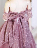 Craftuneed 1:6 Scale Miniature Doll Purple Lilac Dress with Matching Necklace Luxury Gown Dress For Fashion Dolls Handmade