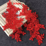 20 Pairs Embroidered Lace Appliques, Floral Tulle Lace Motifs Patch, Sewing Craft Supply