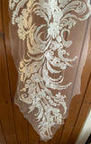 Large Ivory Sequin Lace Applique Bridal Floral Embroidered Lace Motif 79cm