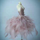 Craftuneed 1:6 Scale Luxury Feather Doll Dress Peach Pink or White Miniature Handmade ballet dress for Fashion Dolls Custom Sizes Available