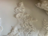 Ivory Sequins Lace Trim Bundle Embroidered Tulle Trimming For Bridal DIY (Total 10.8 Meters)