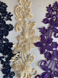 Bundle 5pcs lace applique navy purple cream embroidered floral lace motif patch