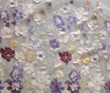 3D Floral Embroidered Lace Fabric – Multi-Color Tulle Mesh Material for Dressmaking, 3Meters