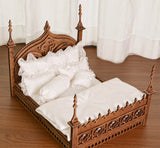 DIY Gothic Dollhouse Bed Frame Bedding Kit Miniature Furniture Unassembled 1/6 1/12 Scale