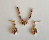 Craftuneed Luxury 1:6 miniature colourful faux diamonds doll necklace and earrings Handmade dollhouse jewellery set