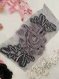 Craftuneed Bundle 8pcs rose pink grey black beads lace applique sew on floral sequins lace motif patch