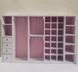 Handmade Miniature Dollhouse Wardrobe & Full-Length Mirror Set 1/6 1/8 Scale