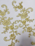 Gold Lace Applique Pair Floral Embroidered Lace Motifs Matching 20 Pairs (40pcs)