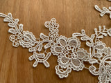 5pcs Floral Embroidered Lace Applique Bundle Ivory White Lace Motif Patches