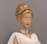1:6 Scale Doll Crown & Faux Pearl Choker Necklace Miniature Royal Style Jewellery