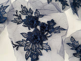 Craftuneed Job lot 10pcs Navy 3D lace applique motif double layer floral lace motif patch