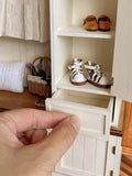 Handmade 1:6 scale Dollhouse Wardrobe Cabinet Miniature Wooden Mirror Closet Storage