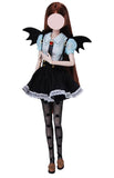 1:6 Scale Doll Outfit Little Devil Wing Top Skirt Stockings Handmade Gothic Style Clothes