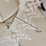 Ivory Embroidered Floral Lace Trim – Net Lace Border Fabric, Sewing Craft Supply, 6 Meters