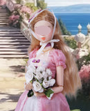 1:6 Scale Doll Hat Mini Straw Hat Handmade Miniature Accessory Lace Ribbon Floral