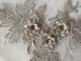 Craftuneed Job lot 10pcs Grey 3D lace applique motif double layer floral lace motif patch