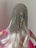 Craftuneed 1:6 miniature doll rhinestones wig hat jewellery luxury dollhouse hair headpiece accessory handmade