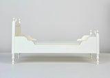 Craftuneed 1:6 scale Dollhouse French Style Princess Bed Miniature Ivory cream Wooden Bed Bedding Set For Fashion Dolls