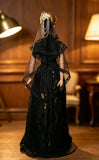 Handmade Gothic Doll Dress with Veil Black Lace Victorian Bridal Gown 1/6 1/4 1/3 Scale