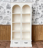 1:6 Scale Dollhouse Arched Wooden Cabinet with Drawers Miniature Cottage Dollhouse Display Shelf Furniture For Dolls Handmade