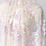 Pink Iridescent Sequin Lace Fabric by Meter – Sparkly Embroidered Mesh Tulle for Dressmaking