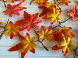 Craftuneed Bundle 10 Branches Artificial Autumn Fabric Maple Leaves Fall Foliage for DIY Crafts Wreaths Home Decor
