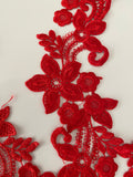 Craftuneed Bundle 6pcs red sew on lace applique embroidered floral tulle lace motif patch