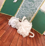 Handmade 1:8 Scale Lace Parasol Vintage Style Miniature Dollhouse Umbrella Prop 1/6 Compatible