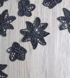 50pcs Black Floral Sequin Lace Applique Embroidered Flower Motif Patches For Sewing DIY
