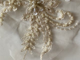 Craftuneed Bundle 7pcs luxury embroidered beaded lace applique dark ivory floral sequins tulle lace motif patch