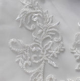 Ivory Beaded Floral Lace Applique: Bridal Embroidery Motif Patch Luxury (4 Pairs)