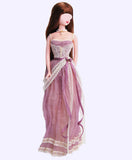 Handmade 1:6 Scale Doll Lace Dress with Necklace Miniature Victorian Style Gown Lilac