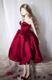 Handmade Miniature Red Evening Dress Doll Satin Ball Gown Available in 1/6 1/4 1/3