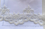 10 Yards Ivory Beaded Sequin Lace Trim - Embroidered Floral Tulle Lace for Bridal Sewing DIY Craft