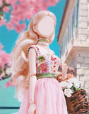 Handmade 1:6 Scale Doll Dress with Necklace Miniature Pink Lace Tulle Gown Custom Outfit