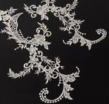 Gold Se5 Pairs Ivory Bridal Lace Applique Floral Embroidery Lace Motif Patch For Wedding DIY