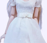 Handmade 1:6 Scale Doll Wedding Dress Miniature Bridal Gown with Hair Accessory Necklace