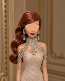 1:6 Scale Doll Shoulder Chain Necklace and Earrings Set Miniature Rhinestone Jewellery