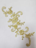 Gold Lace Applique Pair Floral Embroidered Lace Motifs Matching 20 Pairs (40pcs)