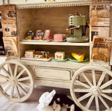 Miniature Coffee Shop Stand DIY Kit – 1:6 Scale Dollhouse Market Cart (Not Assembled)