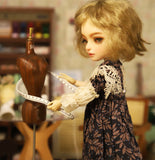 Craftuneed 1:6 Scale Miniature Vintage French Style Wooden Dress Form Mannequin Prop with 2 Interchangeable Bases Doll Furniture