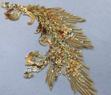 Gold Sequin Lace Applique Pair Large Couture Embroidered Motif Patch For Costume DIY