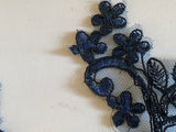 Craftuneed Bundle 8pcs navy sew on lace applique embroidered floral tulle lace motif patch with minor defect