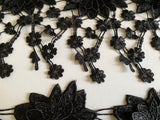 Craftuneed 1.5 Meter Black Floral Embroidered Lace Trim sew on lace trimming with Dangling Details