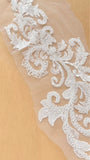 Ivory Beaded Lace Applique Pair Sequins Floral Embroidery Bridal Motif Patch For Wedding