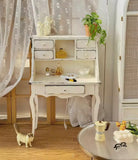 1:6 Scale Dollhouse Vintage Vanity Table with Chair Handmade Miniature Dressing Table