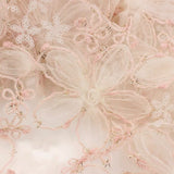 Pink 3D Floral Embroidered Lace Fabric with Sequins Tulle Mesh 3 Meters