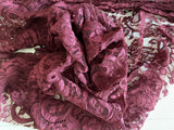 Craftuneed wine colour embroidered floral lace fabric sheet approx. 1 meter