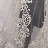 Ivory Beaded Lace Fabric by Meter – Embroidered Bridal Lace Tulle for Wedding DIY